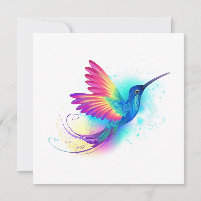 Tarjeta Festiva Exotic Rainbow Hummingbird (Anverso)