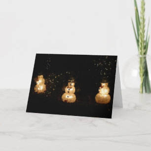 Tarjeta Festiva Exposición de Luces de Vacaciones de Muñeco de Nie