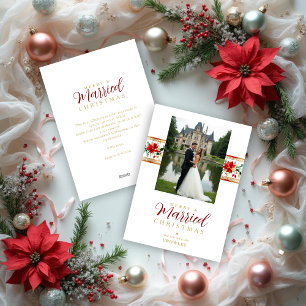 Tarjeta Festiva Exquisite Christmas Botanical Border Photo Wedding