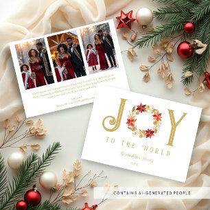 Tarjeta Festiva Exquisite Red Tones and Faux Gold Christmas Wreath