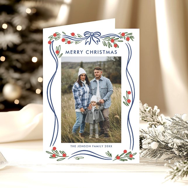 Tarjeta Festiva Exquisitos 5 Navidades de foto azul turquesa dobla (Subido por el creador)
