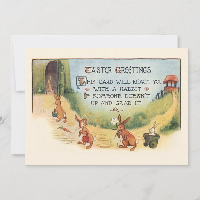 Tarjeta Festiva Exquisitos conejitos de Pascua y saludos (Anverso)