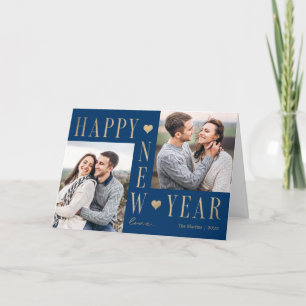 Tarjeta Festiva Extra Love Modern Happy Year Folded Photo Card