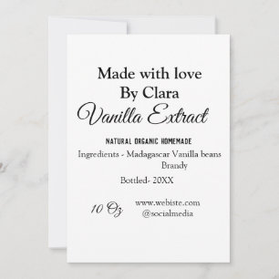 Tarjeta Festiva Extracto de vainilla de ingredientes caseros añadi
