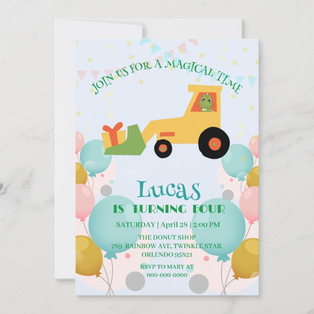 Tarjeta Festiva Extractor de dinosaurio divertido de cumpleaños no (Anverso)