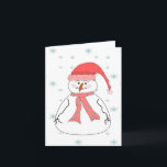 Tarjeta Festiva Extraña a Snowman nevando arte caprichoso<br><div class="desc">Un feliz hombre de nieve o mujer de la nieve se para en la nieve y sonríe a la gente que pasa. Este diseño de tarjeta sería genial para la bonito en cualquier ocasión que quieras mandar una sonrisa a la manera de alguien. Añade texto y hazlo para una ocasión...</div>