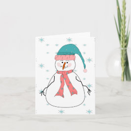 Tarjeta Festiva Extrañando a Snowman, Nieve y capricho primitivo