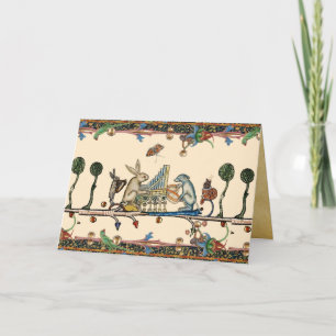 Tarjeta Festiva EXTRAÑO BESTIARIO MEDIEVAL QUE HACE MÚSICA, conejo