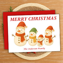 Tarjeta Festiva Extravagante familia de Snowman con Navidades de e