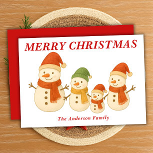 Tarjeta Festiva Extravagante familia de Snowman con Navidades de e