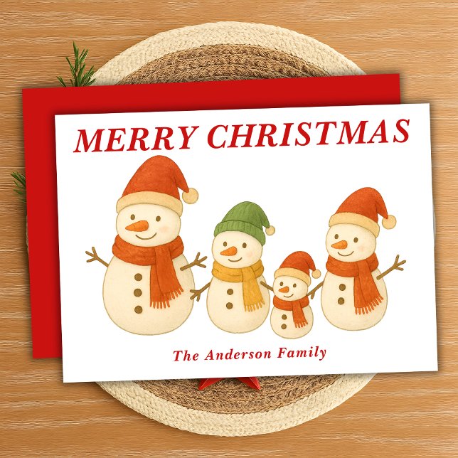 Tarjeta Festiva Extravagante familia de Snowman con Navidades de e (Subido por el creador)