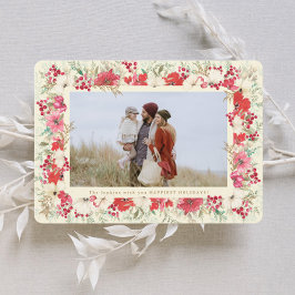 Tarjeta Festiva exuberante floral hermosos navidades foto botánica