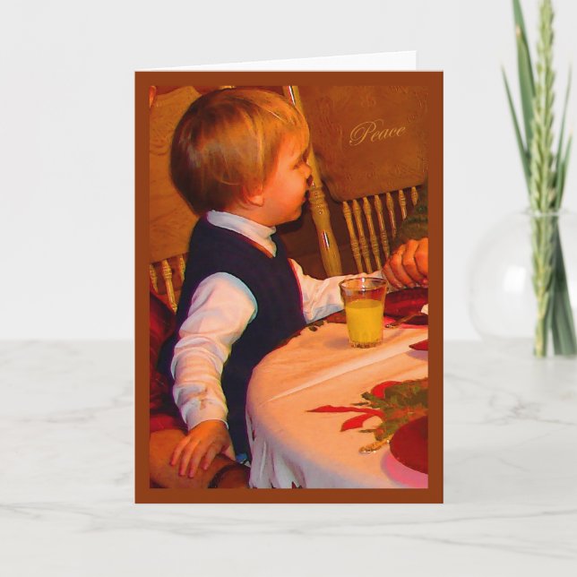 Tarjeta Festiva Ezra 3 años reza por la gracia a los Navidades —wa (Anverso)