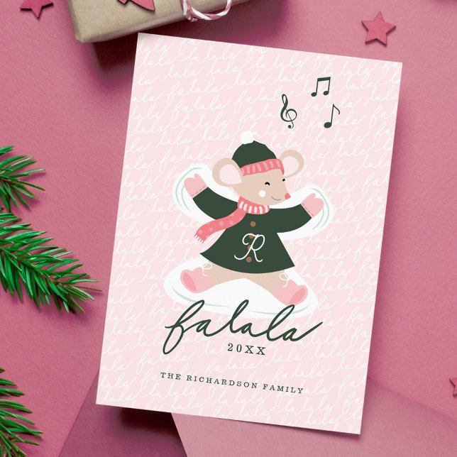 Tarjeta Festiva Fa La Fun Cute Woodland Winter Mouse Angel de Niev (Fa La La Fun Cute Woodland Winter Mouse Snow Angel Holiday Card)