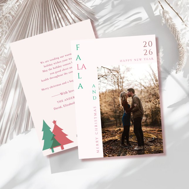 Tarjeta Festiva fa la la couple photo chic holiday christmas Card (Subido por el creador)