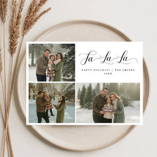 Tarjeta Festiva Fa La La Elegant Script Familia Foto