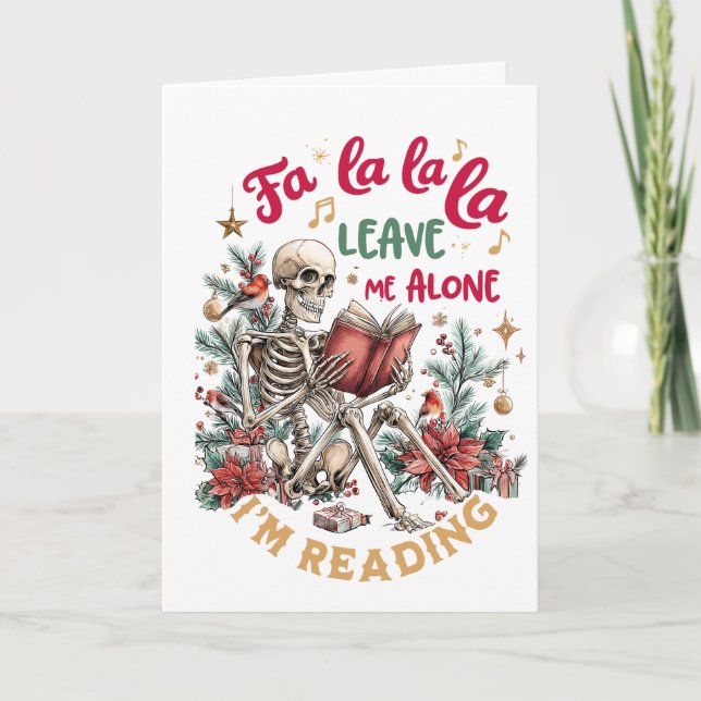Tarjeta Festiva Fa La La La Déjame en Paz Estoy Leyendo (Anverso)