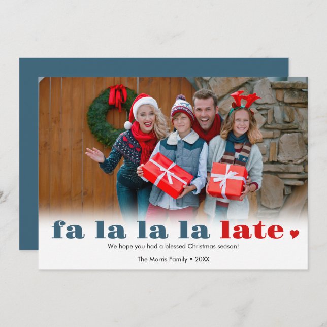 Tarjeta Festiva Fa la la late Missed Christmas Holiday Card (Anverso / Reverso)