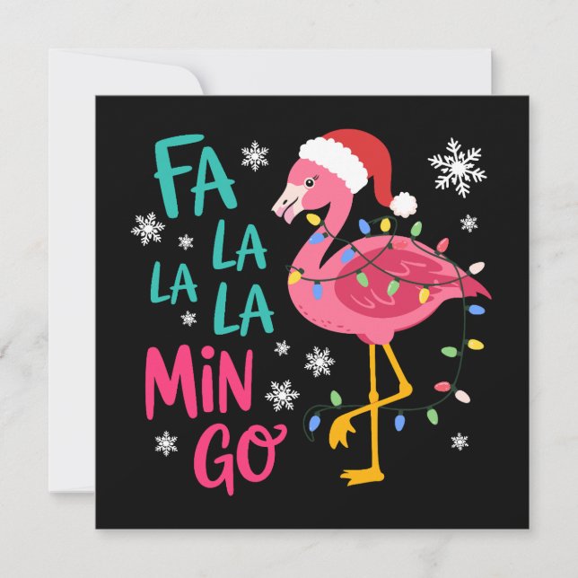 Tarjeta Festiva Fa La La Mingo Navidades Flamingo Pink Lover (Anverso)