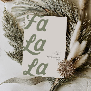 Tarjeta Festiva Fa La La Modern Green Plaid Family Navidades