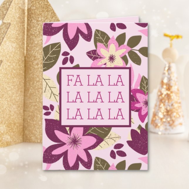 Tarjeta Festiva Fa La La Modern Navidades Botánicos Florales (Subido por el creador)