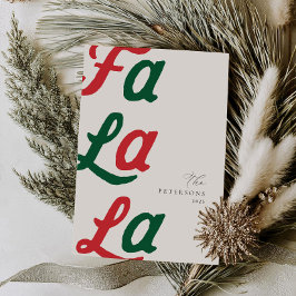 Tarjeta Festiva Fa La La Modern Red Retro Puso A Navidades Familia