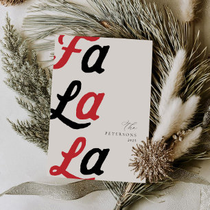 Tarjeta Festiva Fa La La Modern Red Retro Puso A Navidades Familia