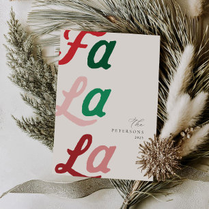 Tarjeta Festiva Fa La La Modern Retro Puso A Navidades Familiares