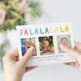 Tarjeta Festiva Fa La La Navidades 3 Collage de fotos Colorful Cut