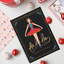 Tarjeta Festiva Fa La La Navidades Bailarín de nueces bailarín neg