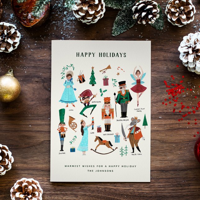 Tarjeta Festiva Fa La La Navidades Bailarina de Baloncesto Nutcrac (Nutcracker Christmas Holiday Greeting Card)