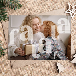 Tarjeta Festiva Fa La La Overlay Typography, Navidades de fotograf