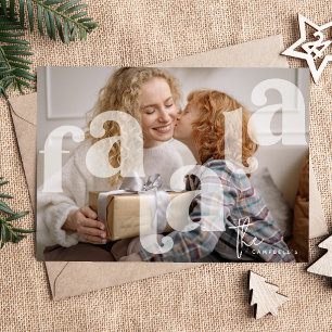 Tarjeta Festiva Fa La La Overlay Typography, Navidades de fotograf