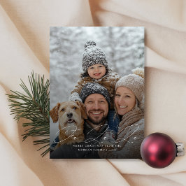 Tarjeta Festiva Fa La La Script Snowy Family Christmas Photo
