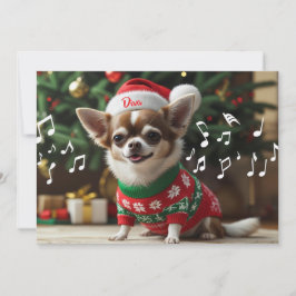 Tarjeta Festiva Fa La La Singing Chihuahua Personalizada
