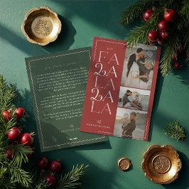 Tarjeta Festiva FA LA LA Wavy Collage de fotos moderno mínimo 3