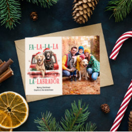 TARJETA FESTIVA FA LA LABRADOR DOG RED TRUCK FURRY NAVIDADES