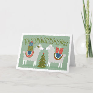 Tarjeta Festiva Fa La Llama Cute Illustrated Holiday Greeting Card