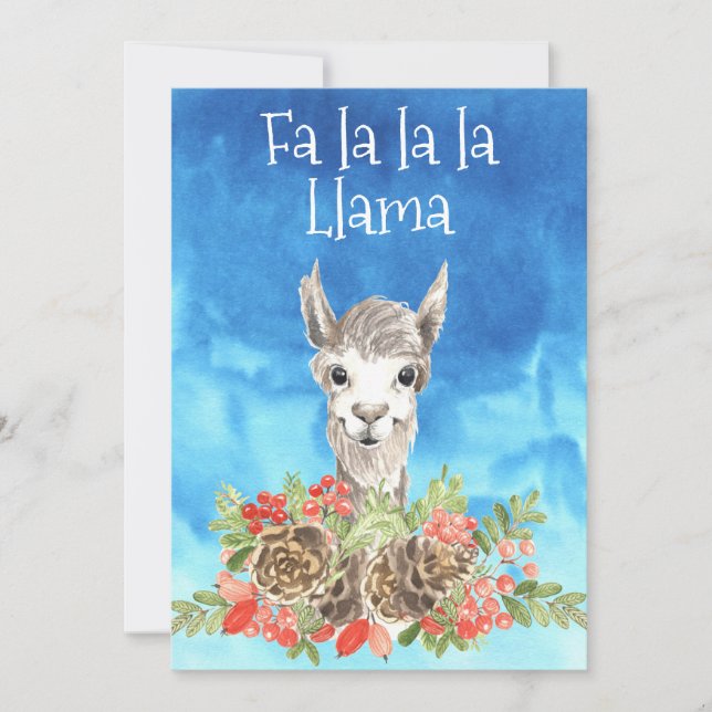 Tarjeta Festiva Fa La Llama Cute Navidades (Anverso)