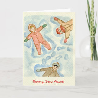 Tarjeta Festiva Fabricación de ángeles de la nieve