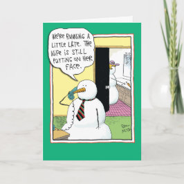 Tarjeta Festiva Face On Snowman Funny Card