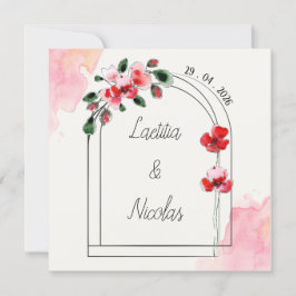 Tarjeta Festiva Faire Part Carrée "Coquelicots"