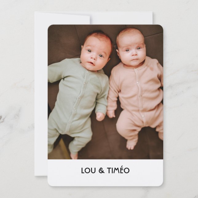 Tarjeta Festiva Faire-Part de naissance jumeaux Kraft  (Anverso)