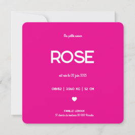 Tarjeta Festiva Faire part de naissance "Pink"