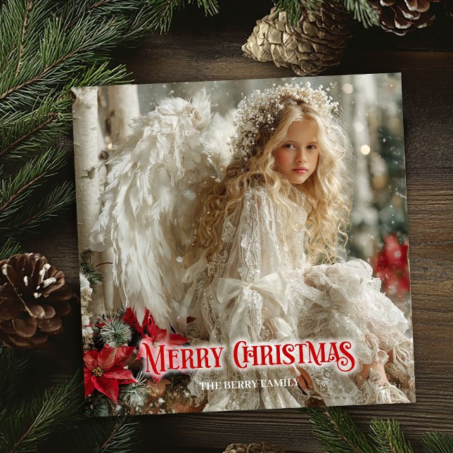 Tarjeta Festiva Fairy angelic angel red gold festive enchanting  (Fairy angelic angel red gold festive enchanting card)