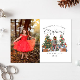 Tarjeta Festiva Fairy Merry Christmas Foto Bosque Encantado