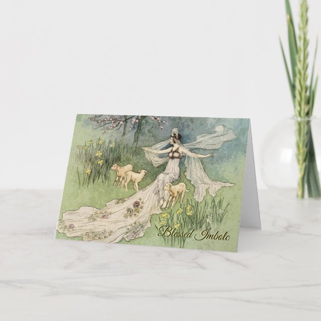 Tarjeta Festiva Fairy Queen & Her Lambs Imbolc Greet Card (Anverso)