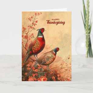 Tarjeta Festiva Faisanes antiguos en Acción de Gracias de otoño