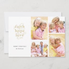 Tarjeta Festiva Faith Hope ama a los Navidades familiares de 4 Col