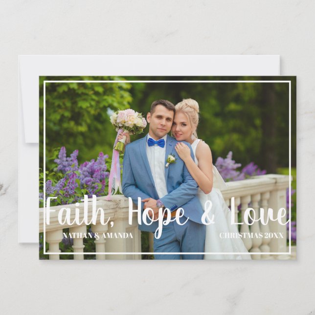 Tarjeta Festiva Faith Hope & Love Christian Navidades Foto (Anverso)